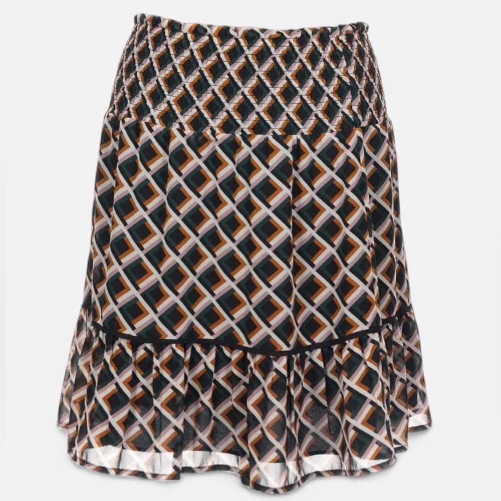 💥$5 SALE💥 DR2 Geometric Mod Boho Mini Skirt Casual Pull On Size Medium LIKE NEW